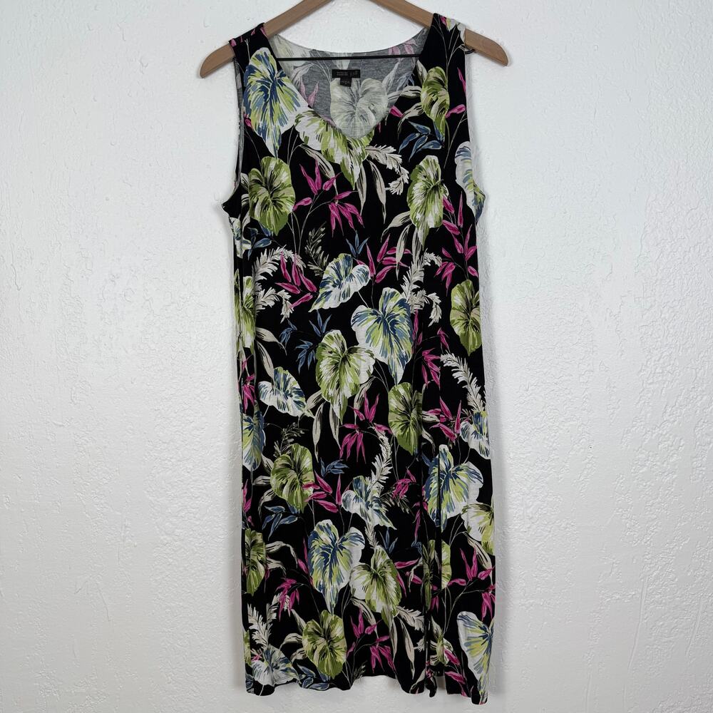 J.Jill Wearever Collection Tropical Floral Sleeveless V-neck Dress Size Medium - Picture 1 of 4